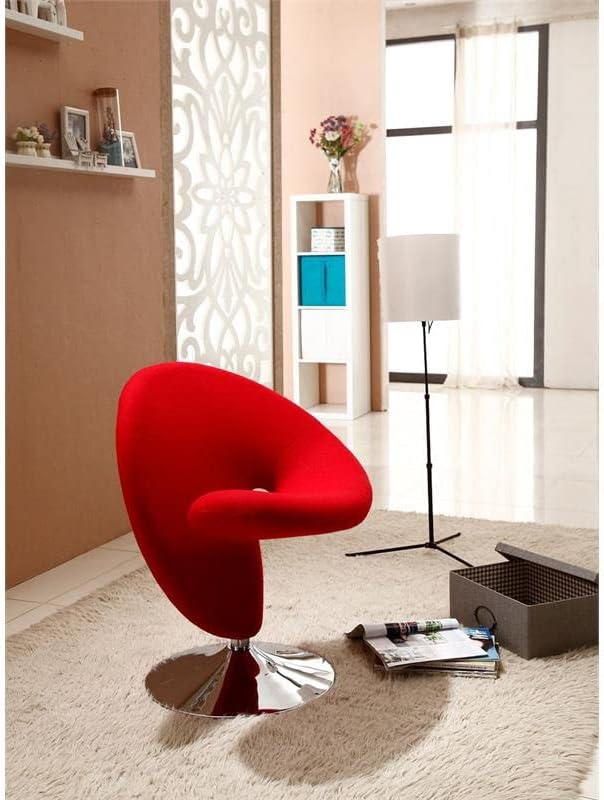 Manhattan Comfort Curl Swivel Accent Chair with 360° Turn, Fully Assembled, Upholstered in Wool Blend, Modern Ergonomic Design with Polished Chrome Base, Set of 8, Multi Color