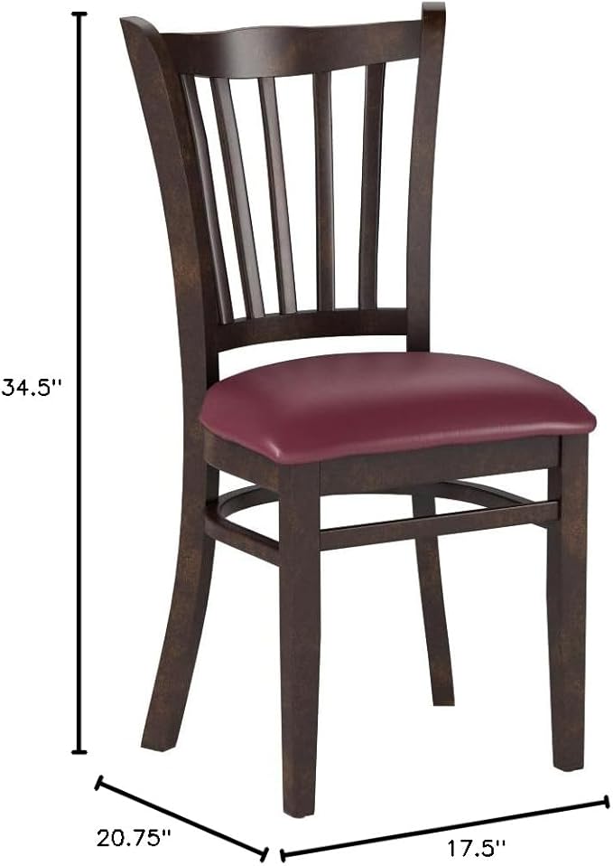 Flash Furniture HERCULES Series Vertical Slat Back Walnut Wood Restaurant Chair - Burgundy Vinyl Seat