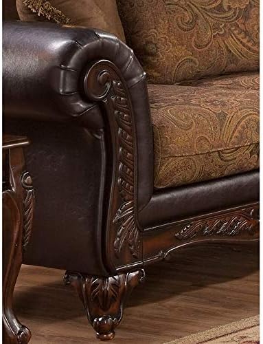 Roundhill Furniture San Marino 2-Tone Fabric Loveseat, Chocolate