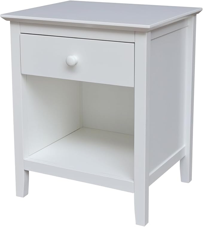 International Concepts Solid Wood Nightstand with 1 Drawer in White