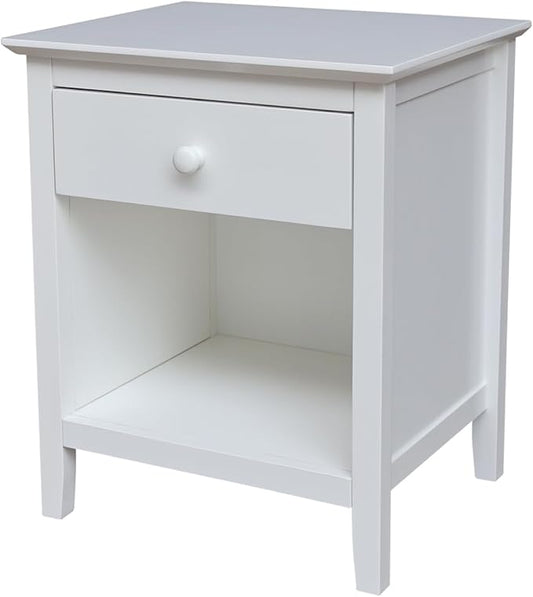 International Concepts Solid Wood Nightstand with 1 Drawer in White