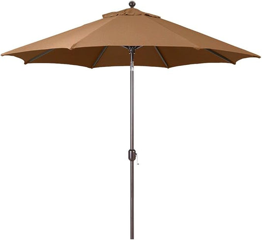 Galtech Deluxe Auto Tilt Market Umbrella, 11ft - Outdoor Patio, Deck, Pool, Backyard Stand Alone Umbrella - Octagon, Heavy Duty w/Bronze Frame & Sunbrella Fabric (Teak)