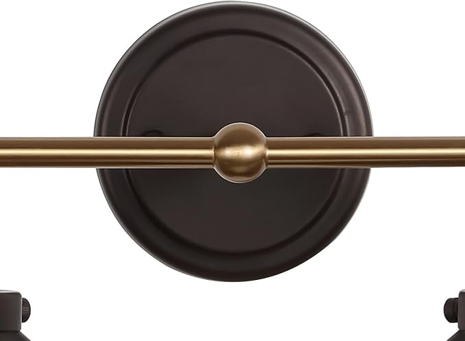 JONATHAN Y 26.5" Oil Rubbed Bronze/Brass Gold 3-Light Industrial Farmhouse Metal Vanity Light Wall Sconce, Metal Shade for Bathroom Mirror, Kitchen, Entryway, LED Bulb Included (JYL7428C)