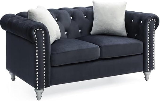 Glory Furniture Raisa Velvet Loveseat in Black