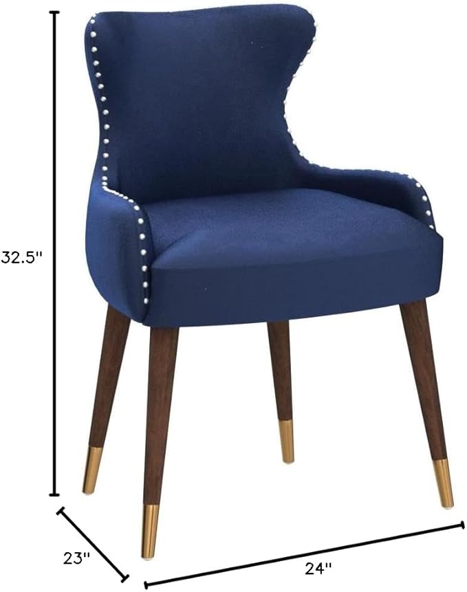 Lindale Contemporary Velvet Upholstered Nailhead Trim Accent Chair, Blue