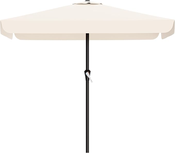 AreShark 8 X 10 FT Large Rectangular Patio Umbrella with Valance, Outdoor Table Market Umbrella w/Crank & 8 Ribs, Rectangle Outdoor Umbrellas for Garden, Deck, Yard and Poolside, Cream White