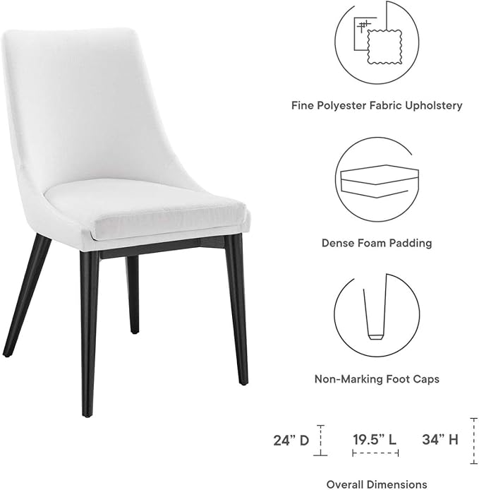 Modway Viscount Chair, White, 24 x 19 x 34