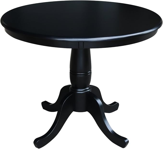 36" Round Top Pedestal Dining Table, 29.1" High, Black