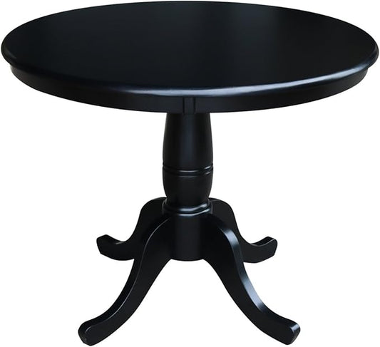 36" Round Top Pedestal Dining Table, 29.1" High, Black