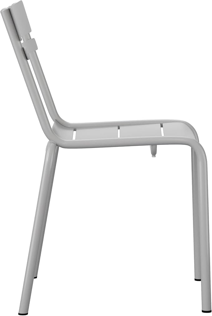 Flash Furniture Nash Commercial Grade Steel Stack Chair, Indoor-Outdoor Armless Chair with 2 Slat Back, Set of 2, Silver