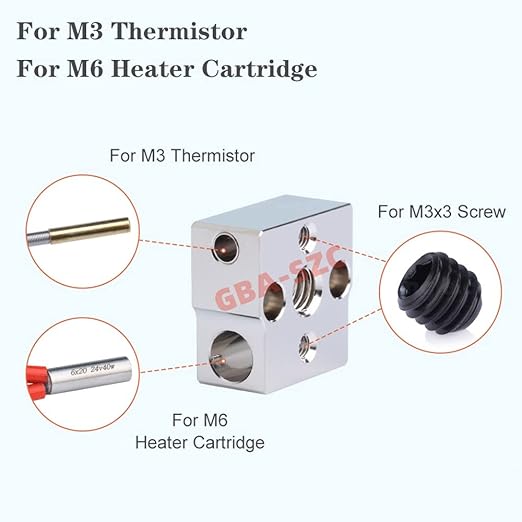 Ender 3 Neo/CR6 SE Heater Block,Plated Copper Upgrade with Silicone Sock for CR-6 SE/CR-6 MAX/CR-5 Pro/CR10 Smart/Ender 3 Neo/V2 Neo/Max Neo Cartridge Sensor. (1PC)