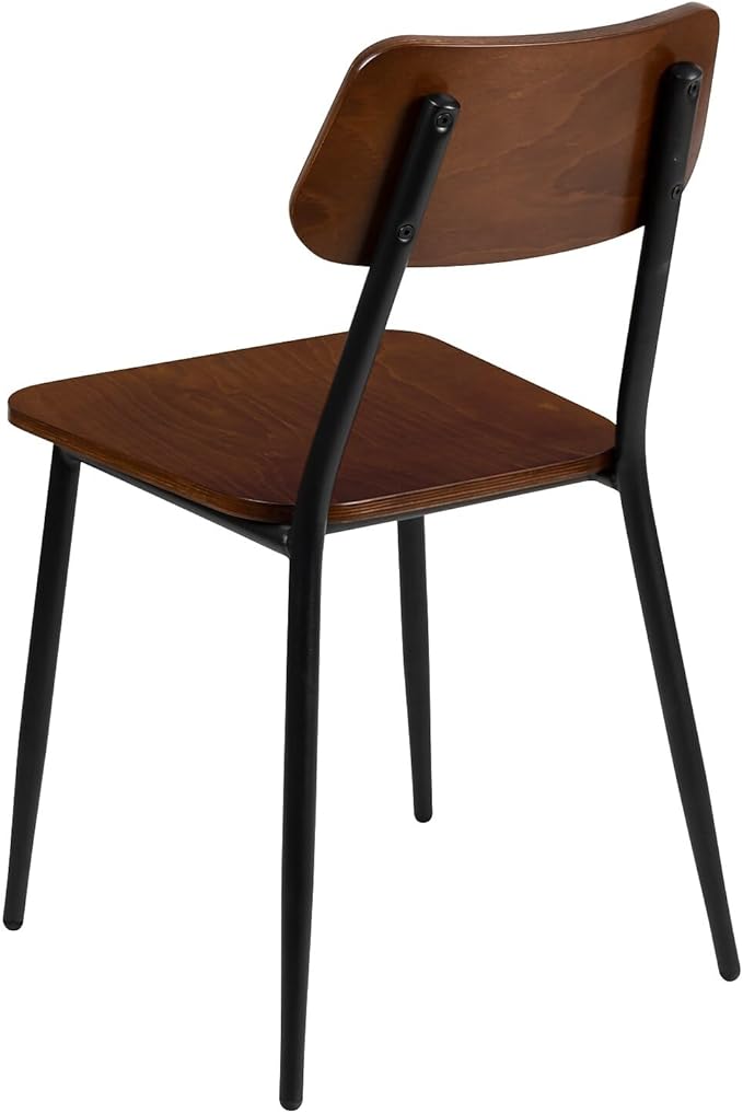 Flash Furniture Lincoln Stackable Industrial Dining Chair with Gunmetal Steel Frame and Rustic Wood Seat, Set of 2
