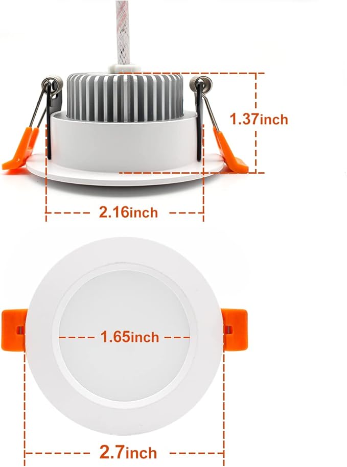 YGS-Tech 2 Inch LED Recessed Lighting, Dimmable Downlight 3W(35W Halogen Equivalent), CRI80, 3000K Warm White LED Ceiling Light with LED Driver(4 Pack)
