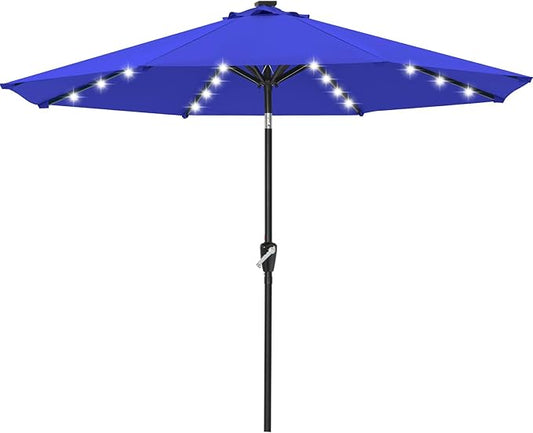 ABCCANOPY Durable Solar Led Patio Umbrellas with 32LED Lights 9FT (Blue)