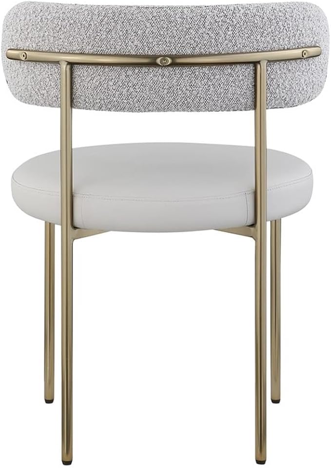 Meridian Furniture Beacon Taupe Vegan Leather and Boucle Dining Chair (Set of 2)