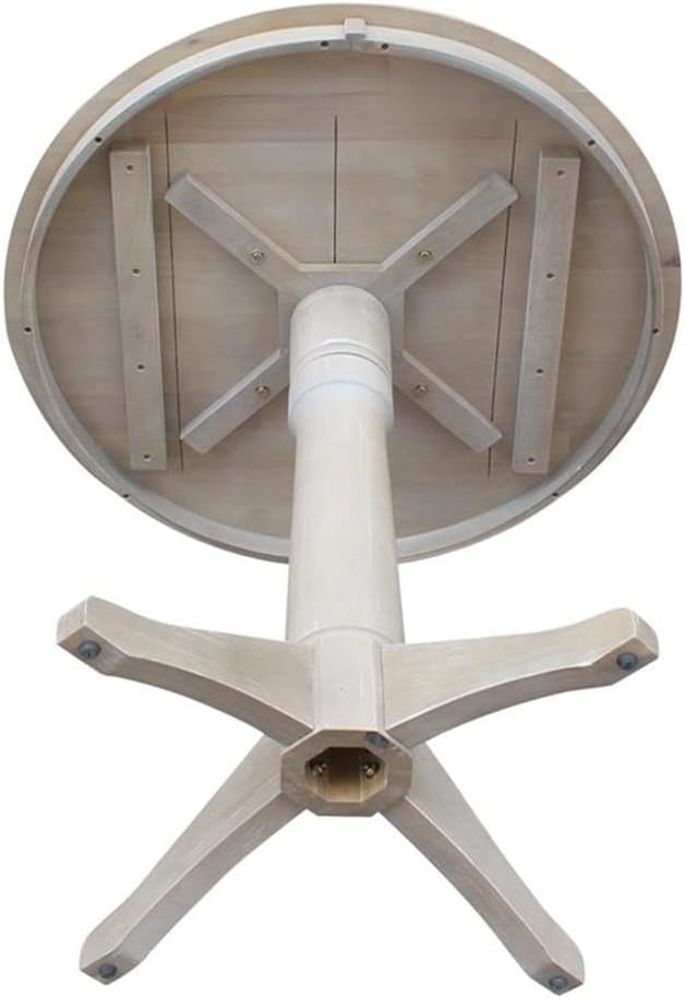 International Concepts 36" Round Top Pedestal Table-34.9" H, Washed Gray Taupe