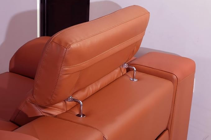 BlackJack Furniture Venice Top Grain Italian Leather Power Recline 5 Piece Sofa - 134" Theater Seating Modern Couch for Living Room Apartment Lounge Home with Adjustable Headrests & USB Port, Camel