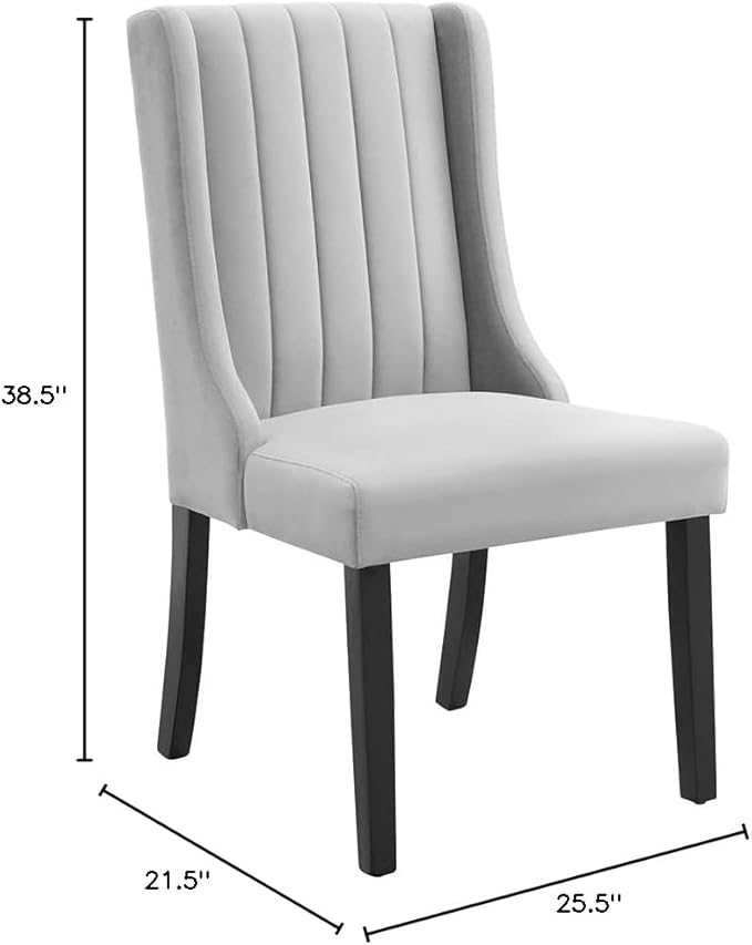 Modway Renew Parsons Performance Velvet Dining Side Chairs - Set of 2 in Light Gray