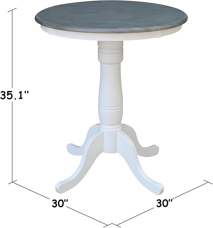 IC INTERNATIONAL CONCEPTS 30" Round Solid Wood Gray Table with 2 San Remo Counter Stools