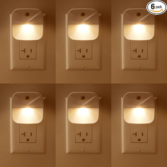 Aultra Night Light LED Night Lights Plug Into Wall - Super Smart Dusk to Dawn Sensor Activated, Automated On & Off, Used for Kitchen, Bathroom, Home Improvement, Bedroom (6-Pack)