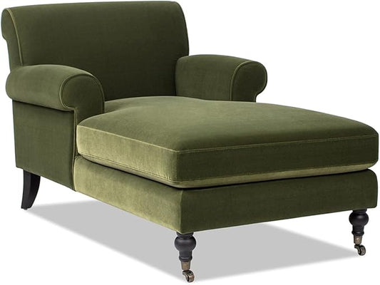 Jennifer Taylor Home Alana Lawson Chaise Lounge Chair, Olive Green Performance Velvet