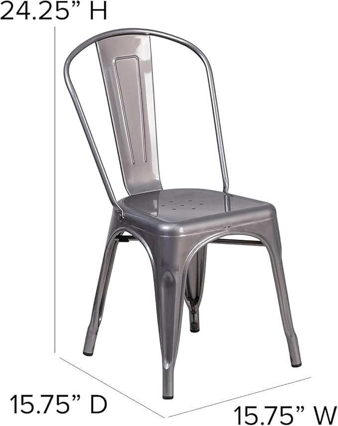 Flash Furniture Lincoln Clear Coated Metal Indoor Stackable Chair