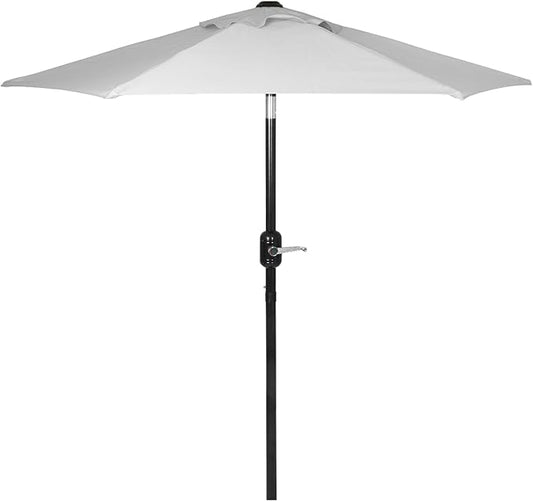 6 Ft Outdoor Patio Umbrella, Easy Open/Close Crank and Push Button Tilt Adjustment - Gray Market Umbrellas