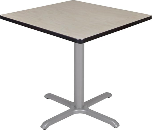 Regency Cain 30" Square X-Base Breakroom Table – Scratch Resistant Laminate Café Table for Lunchroom, Coffee Shops and Commercial Office Spaces (Maple, Grey Legs)