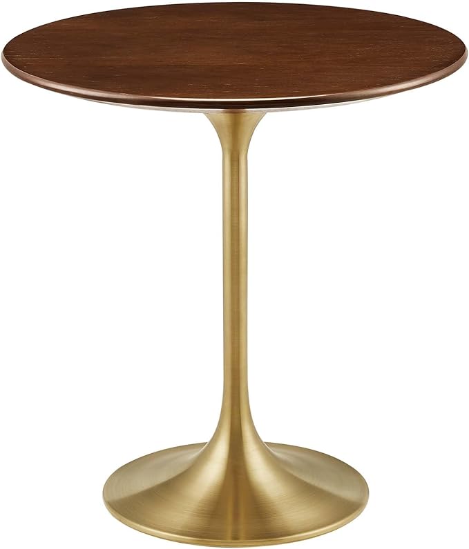 Modway Lippa Round 20" Wood Grain Mid-Century Modern Side Table, Gold Walnut