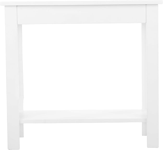 Narrow Side Table with Charging Station - Small End Table with 2 USB Ports, 2 Power Outlets, and Storage Shelf - Slim Nightstand for Living Room, Bedroom, or Small Spaces by Lavish Home (White)