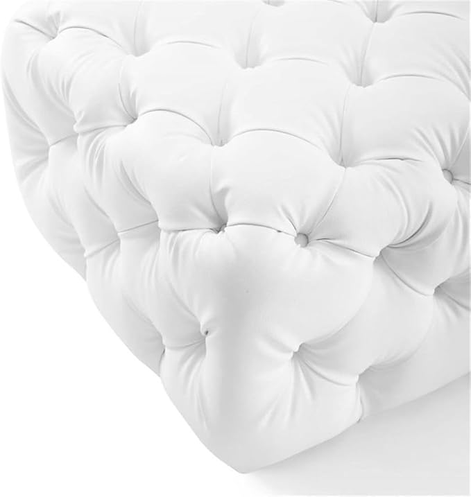 Modway EEI-3775-WHI Anthem Tufted Button Square Faux Leather Ottoman, White