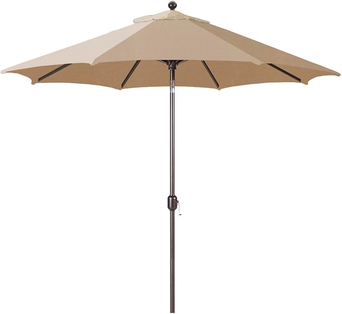 Galtech Premium Stand Alone Octagon Patio Umbrella, Auto Tilt Crank System for Outdoor Living (9-FT Antique Bronze Frame Sunbrella: Cocoa)