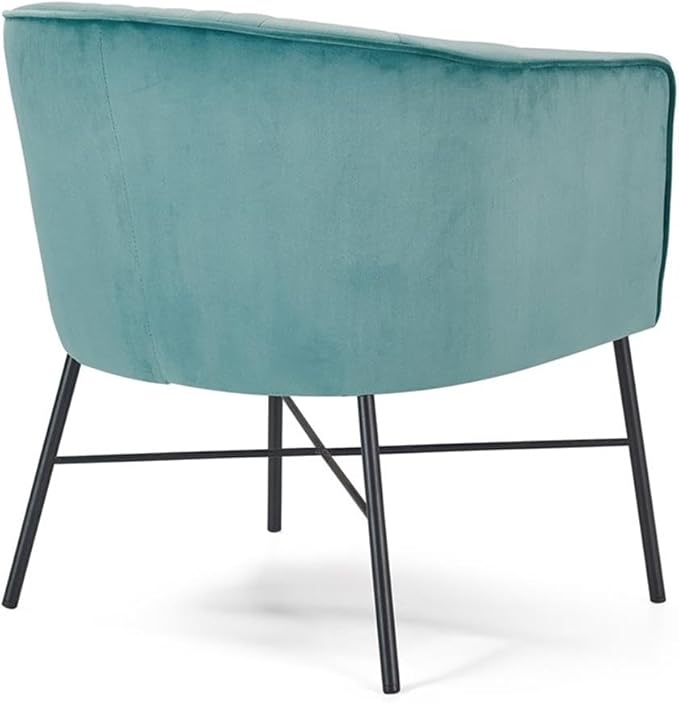 Leone Upholstered Accent Chair, Velvet Tufted Comfy Back Cushion Club Armchair, Modern Living Room Furniture for Small Spaces, Seaglass Teal