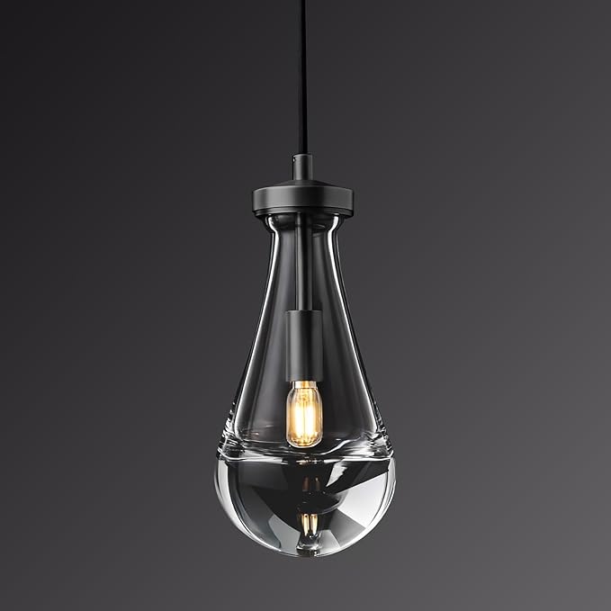 Raindrop Pendant Light Kitchen Island, Modern Black Teardrop Pendant Lights,Dimmable Rain Pendant Lighting Dining Room Light Fixture Bronze Raindrop Lighting for Living Room Hallway, Including Bulb