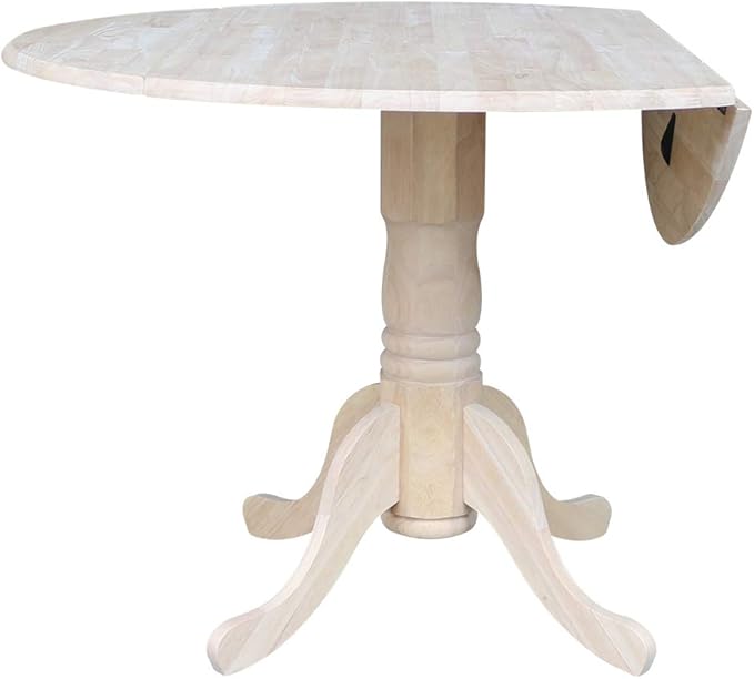 International Concepts 42" Dual Drop Leaf 2 Madrid Chairs Dining Table, Unfinished