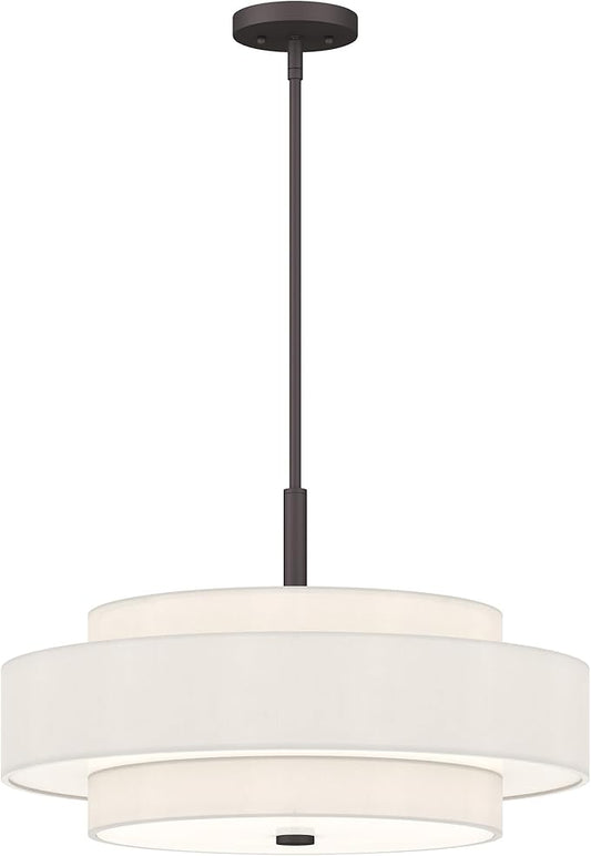 Livex Lighting Fabric Shade 50875-07 Meridian 5 Light Bronze Pendant