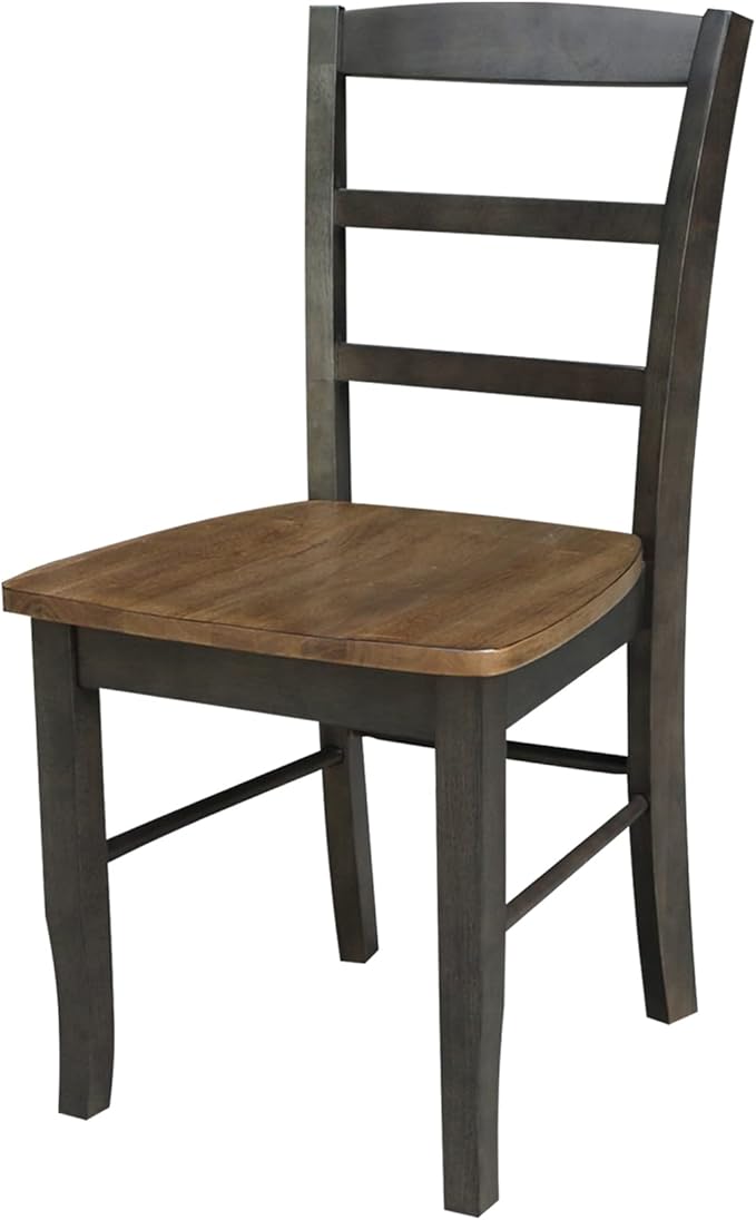 IC INTERNATIONAL CONCEPTS Set of 2 Solid Wood Madrid Ladderback Chairs in Hickory/Washed Coal