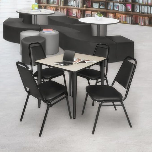 Regency Kahlo 42 in. Square Breakroom Table- Maple Top, Black Tapered Legs