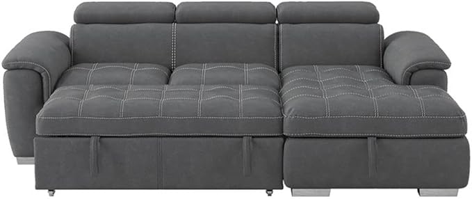 Homelegance Ferriday 98" x 66" Sectional Sleeper with Storage, Gray