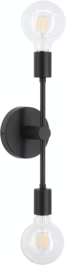 XiNBEi Lighting 2-Light Black Bathroom Lighting Over Mirror, Modern Sconces Wall Light Fixtures with LED Bulb, Indoor Wall Sconce Lighting for Hallway Bedroom Kitchen XB-W1234-2-MB-G30