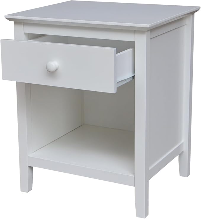 International Concepts Solid Wood Nightstand with 1 Drawer in White