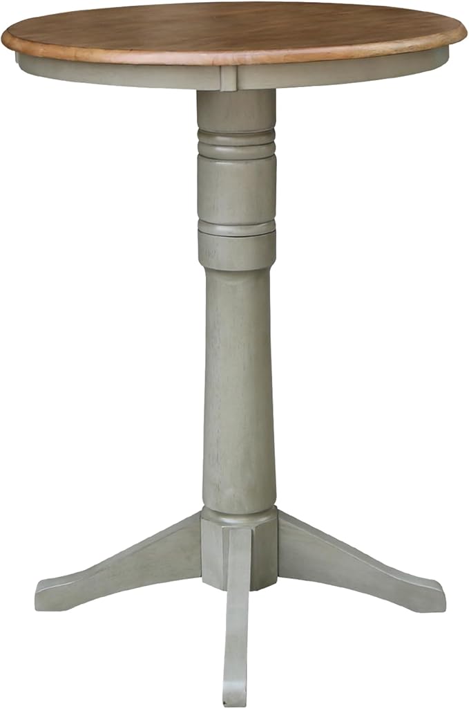 IC INTERNATIONAL CONCEPTS 30" Round Wood Distressed Hickory/Stone Table-Bar Height