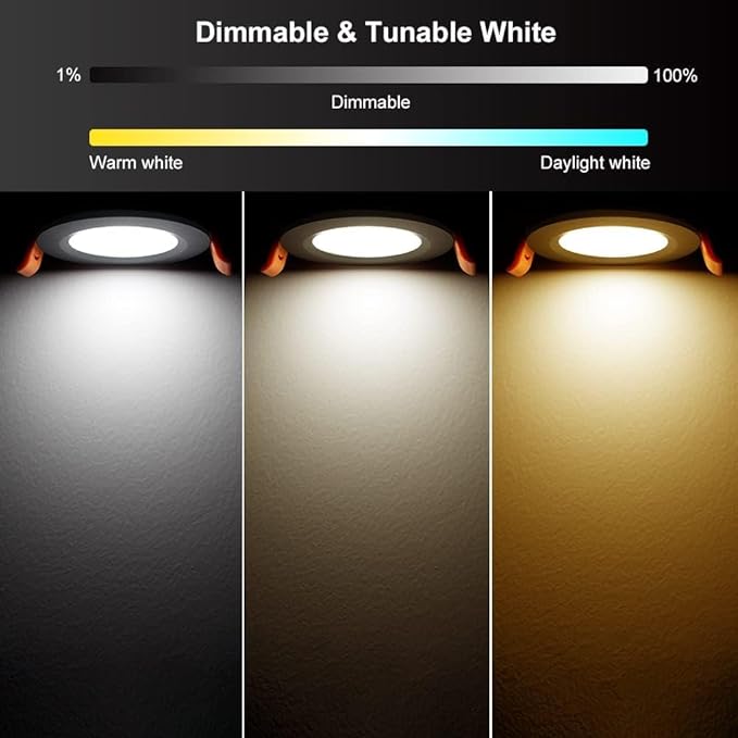 YGS-Tech Smart 3 Inch LED Recessed Lighting RGB WiFi Downlight, 5W Compatible with Alexa and Google Home, Dimmable RGB & CCT 2700-6500K Color Changing, 120V Ceiling Light with LED Driver (10 Pack)