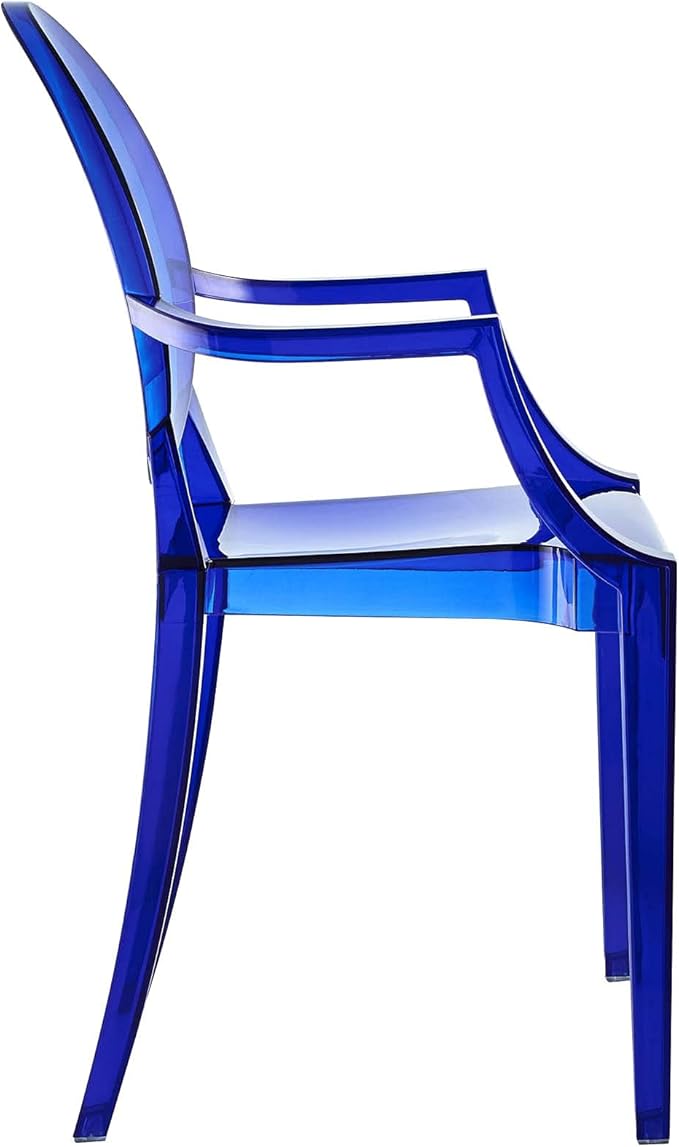 Modway Casper Modern Acrylic Stacking Two Dining Armchairs in Blue