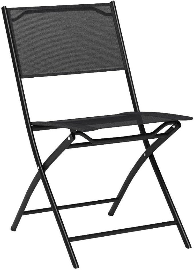 Giantex 4 PCS Folding Patio Chairs, Portable Camping Chair Set, Rust-Proof Steel Frame & Space Saving, Outdoor Patio Furniture for Deck Garden Pool Beach (Black)