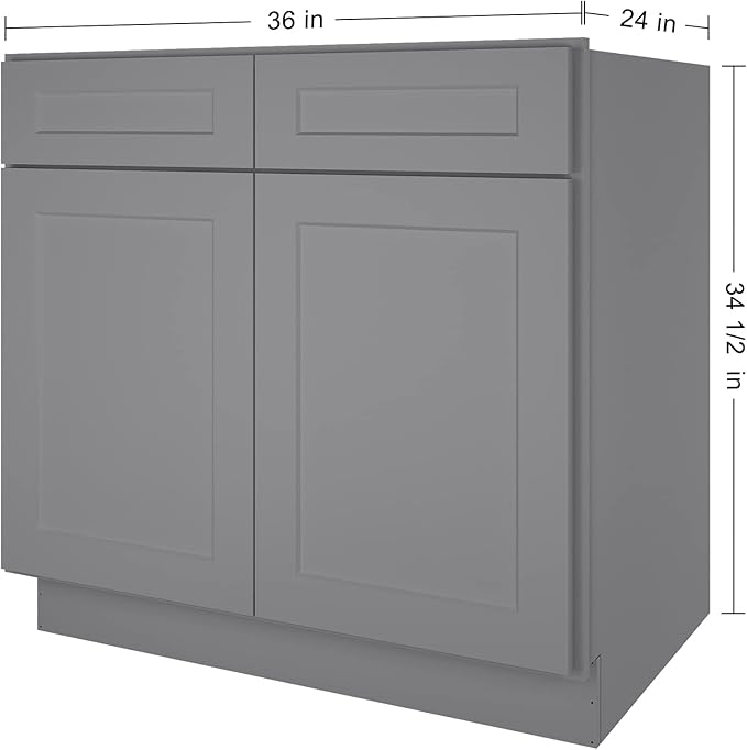 LOVMOR Kitchen Sink Base Cabinet, Unassembled Cabinet, Single Sink Storage Unit, Large Capacity, 24" D*36" W*34-1/2"H