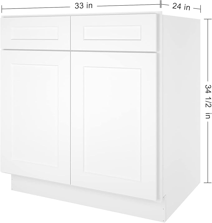 LOVMOR Kitchen Sink Base Cabinet, Unassembled Cabinet, Single Sink Storage Unit, Large Capacity, 24" D*33" W*34-1/2"H