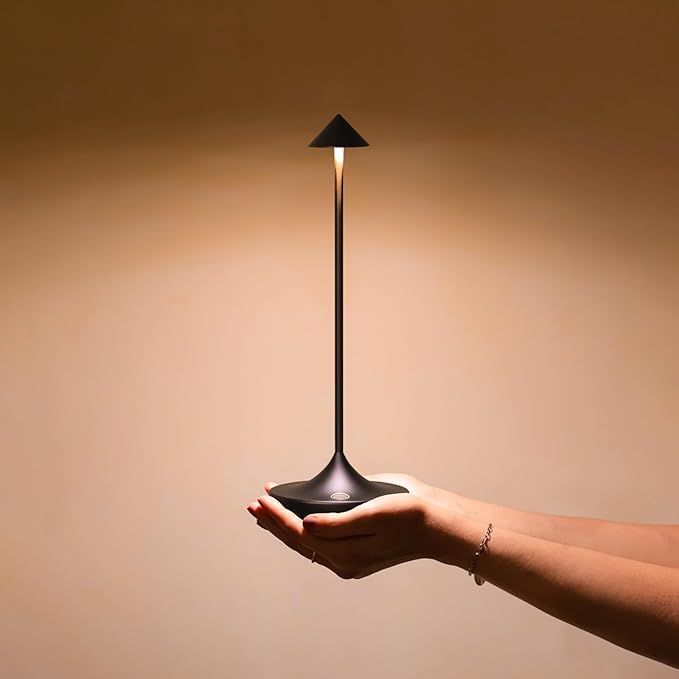 2-Pack Cordless Rechargeable LED Table Lamps, Metal, 3 Color Touch Stepless Dimmable, IP54 Waterproof Portable Battery Operated for Outdoor Dining Patio Restaurant Home Decor, Mocha