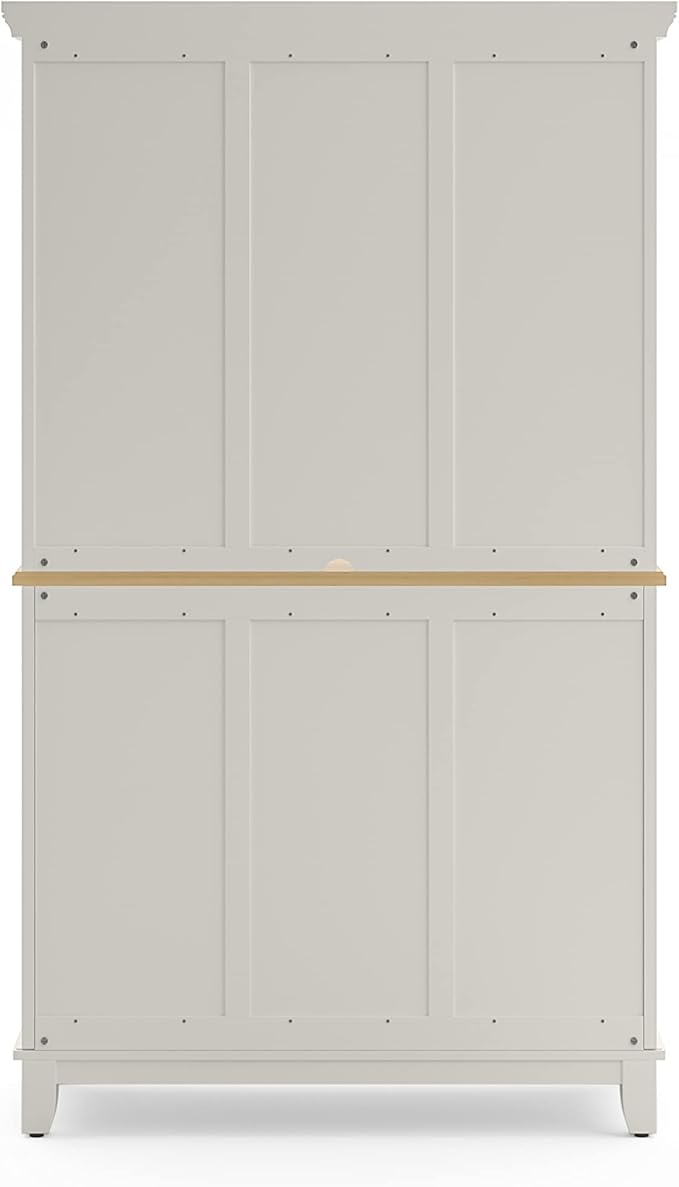 Homestyles Buffet of Buffets Off-White Server with Hutch and Natural Wood Top