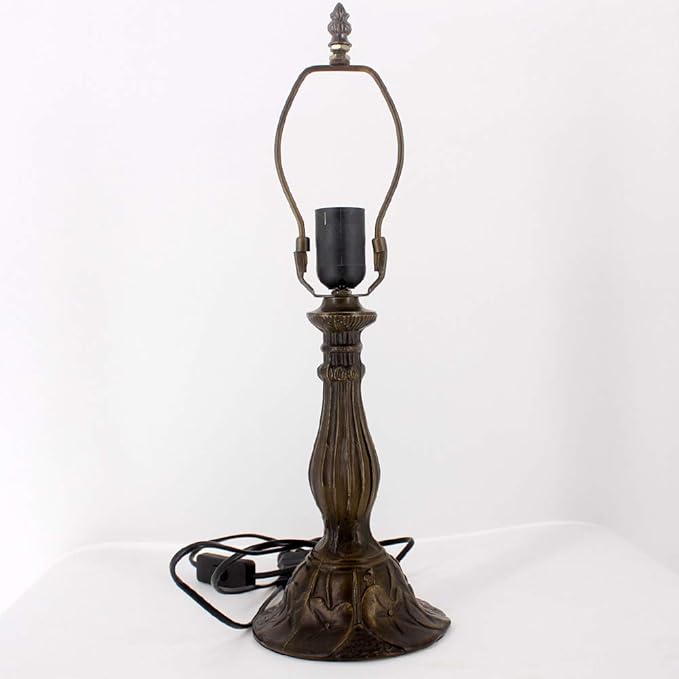 WERFACTORY Tiffany Lamp Stained Glass Table Lamp 12X12X18 Inches Blue Purple Baroque Style Lavender Bedside Reading Desk Light Decor Bedroom Living Room Home Office S003C Series